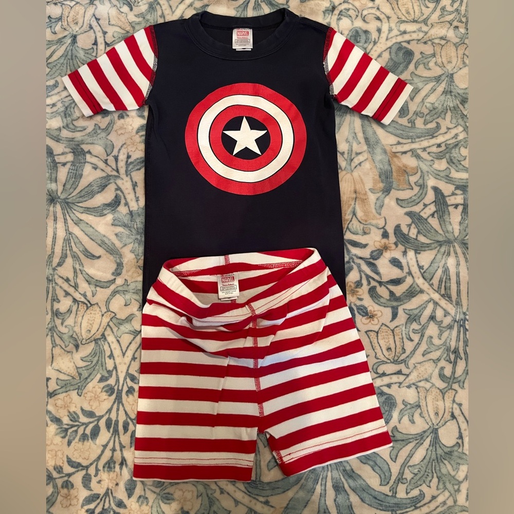 Hanna Andersson Marvel Captain America Kids Pajama Set Size 6-7